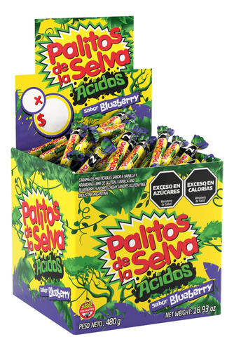Caramelo Palito De La Selva Ácido Blueberry Caja X480gr.