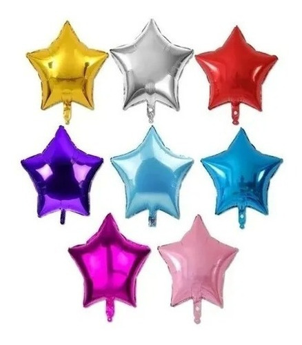 Pack 50 Unid Globo Metal Estrella De 45 Cm Colores Surtidos.