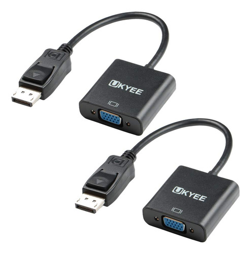 Adaptador Displayport Vga 2 Unidad Ukyee Display (dp) 1080p