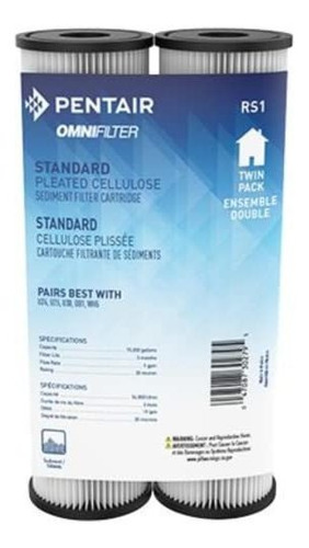 Filtro De Agua Pentair Omnifilter Rs1, 10puLG X 2.5puLG, 20