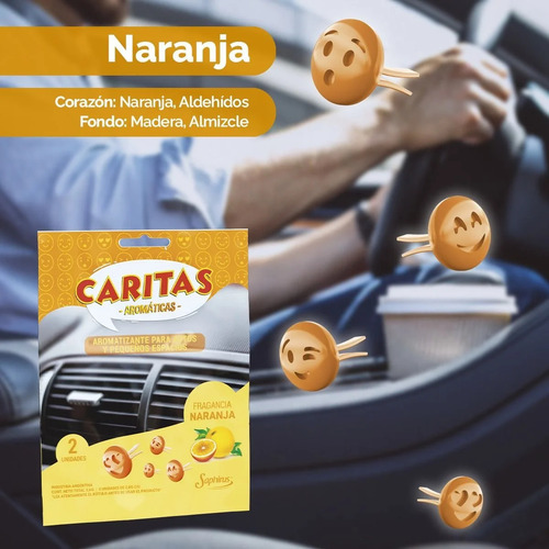 Aromatizador Auto Caritas Saphirus Para Automovil Naranja Naranja Naranja