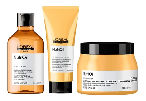 Kit Nutrioil L'oreal Shampoo + Condicionador + Máscara 500g 