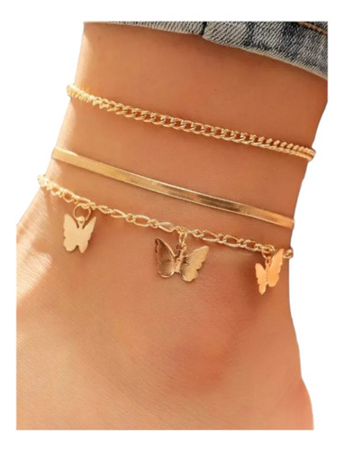 Juego De 3 Piezas Pulsera Tobillera Con Accesorio Mariposa