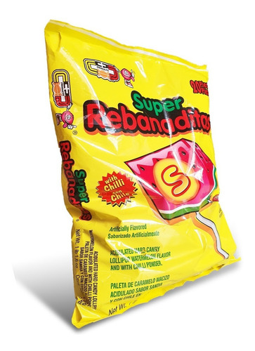 Paleta Sandía Con Chile Y Chile Polvo Super Rebanaditas 20 P