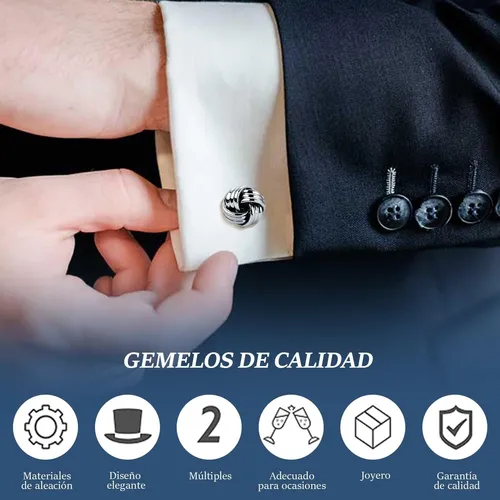 Juego De 2 Gemelos Metálicos Para Camisas De Vestir, Gemelos