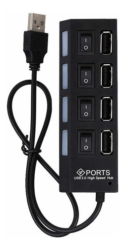 Imagen 4 de 6 de Hub Multiplicador Usb X 4 Puertos 2.0 480 Mbps Pc Notebook