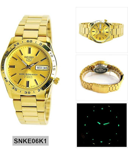 Reloj Seiko Automatico 5 Dorado De Hombre Snke06