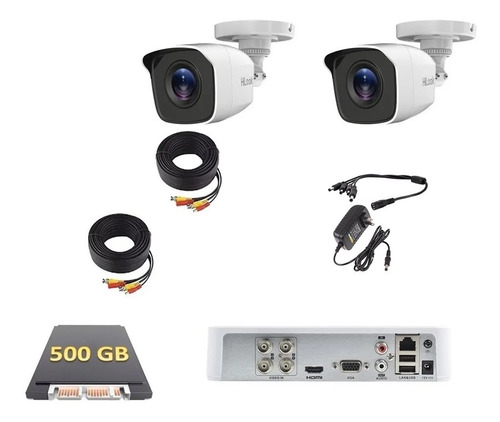 Kit Video Vigilancia 2 Cámaras Metalicas 500gb Hikvision