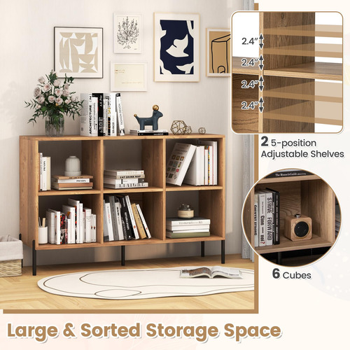 Estantería Organizadora De Madera Con 6 Cubos Y 3 Niveles