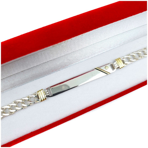 Pulsera Identidad Plata Oro Para Grabar Pulseras Hombre A6c