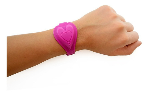 Imagen 2 de 7 de Pulseras Sanitizantes Corazón Fucsia Glitter Niñas Luminares