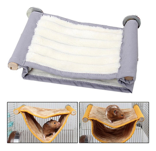 Felpa Hamster Hamaca Colgante Cama Columpio Doble Capa Gris
