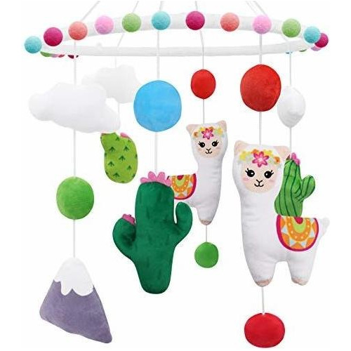 Movil  Llama Nursery Mobile, Alpaca Baby Crib Mobile Bohemia