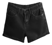 Comprar Short Mezclilla Jeans Dama De Cintura Alta Negro