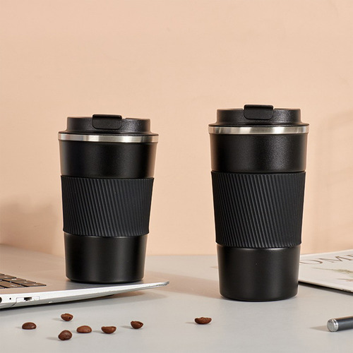 Taza De Viaje De Café Al Vacío De Acero Inoxidable Negro De