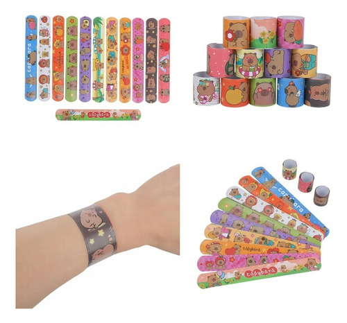 Set 12 Brazaletes Pulseras Cotillón De Cumpleaños Capibaras