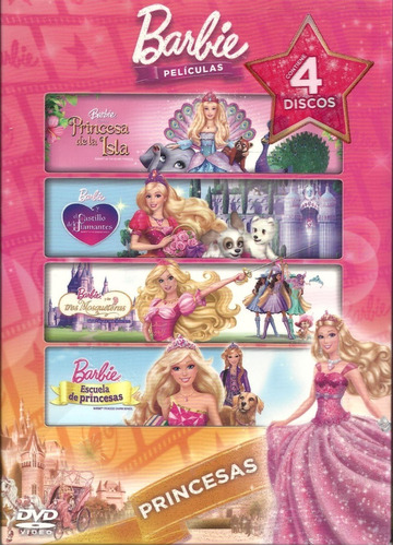 Colección Barbie Princesas | 4 Dvd's Películas Nuevo