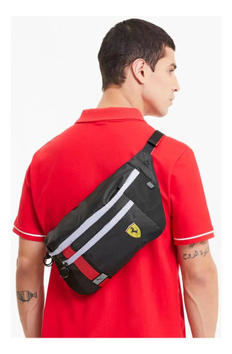 Riñonera Puma Ferrari Reforzada Calidad Premium Color Negro Diseño De La Tela Lisa