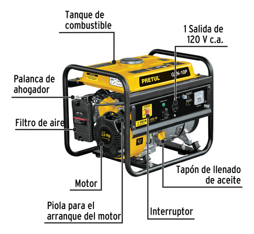 Generador Portátil 1 Kw Motor A Gasolina, Pretul 26033
