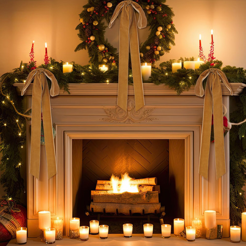 Lazos De Terciopelo De Navidad 3.8 Cm Para Decoración