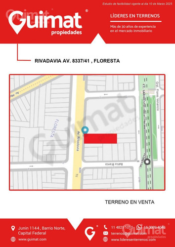 Excelente Terreno Doble Frente Av Rivadavia - Floresta- 16.00 X 59.00 Mts . Lideres En Terrenos