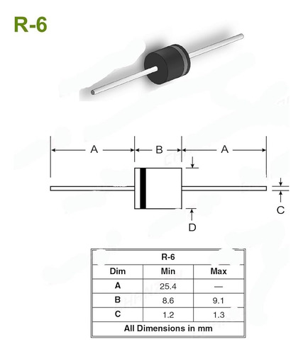 Tecneu 10 Piezas Diodo Rectificador 6a10 1000v 6a Alta Potencia