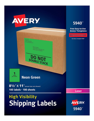 Avery Etiqueta Envio Neon Para Impresora Laser 8-1 2 X 11 