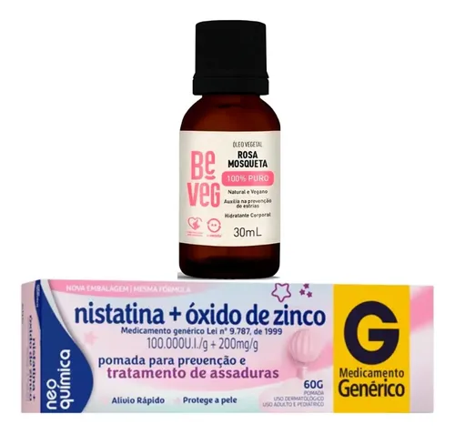 Kit Óleo De Rosa Mosqueta 30ml +nistatina Óxido De Zinco 60g | MercadoLivre