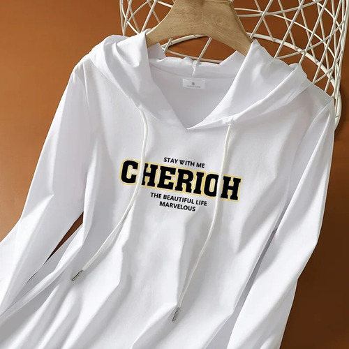 Sudadera Con Capucha De Manga Larga De Algodón Para Mujer
