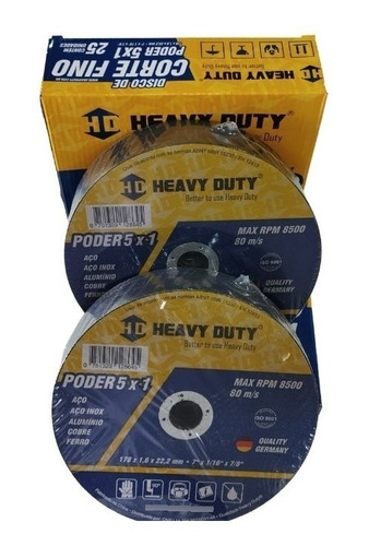 Disco De Corte Inox 7'' 1,6mm 5x1 Heavy Duty - Kit 50 Peças