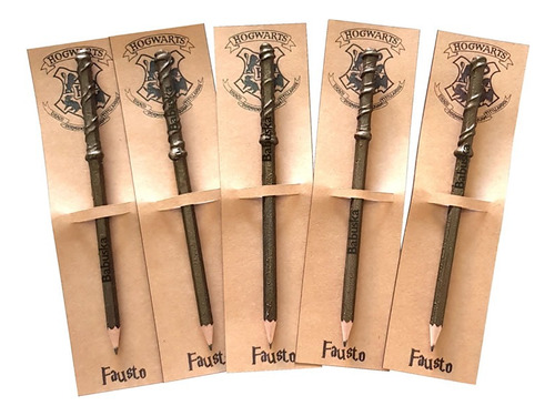 5 Lápices Souvenir Varitas Harry Potter Personalizados