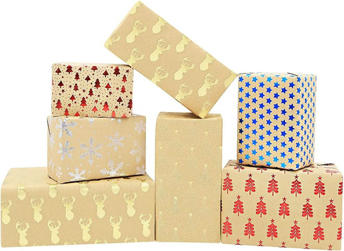 Papel De Regalo De Navidad, Papel Kraft Reciclable De Regalo