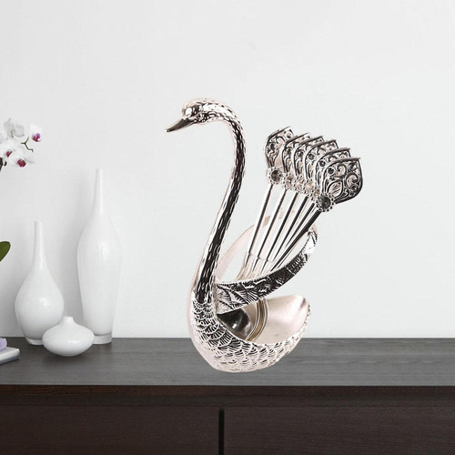 Para 6 Cucharas Café Con Soporte Cisne, Cucharaditas,