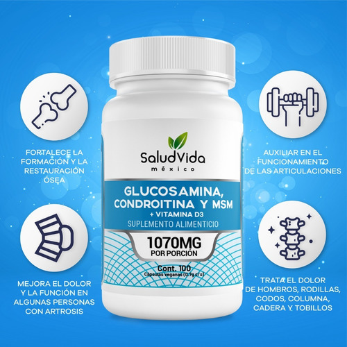 Imagen 3 de 3 de Glucosamina, Condroitina Y Msm + Vitamina D3 - 100 Cápsulas