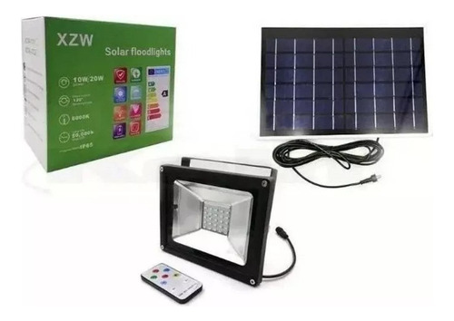 Lámpara Foco Solar Led 20w Flood Panel Solar Control Remoto