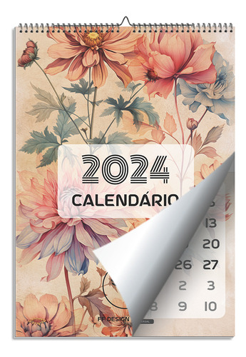 Calendário De Parede 2024 - Tema: Flores