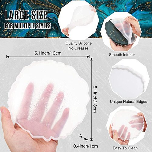 10 Piezas De Posavasos De Silicona Y Ágata Para Hacer Moldes