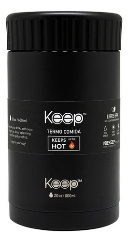 Termo Comida Acero Inoxidable 600 Ml Keep Color Negro