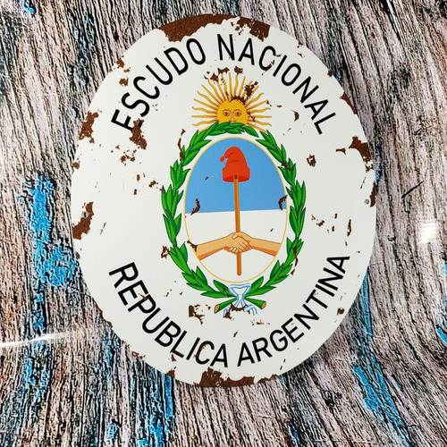Cartel De Chapa Escudo Nac. Argentina Vintage Apto Exterior