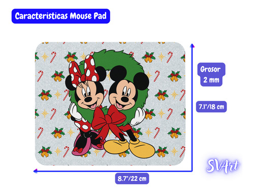Termo + Mouse Pad De Regalo Mickey Y Minnie Mouse Navidad M2