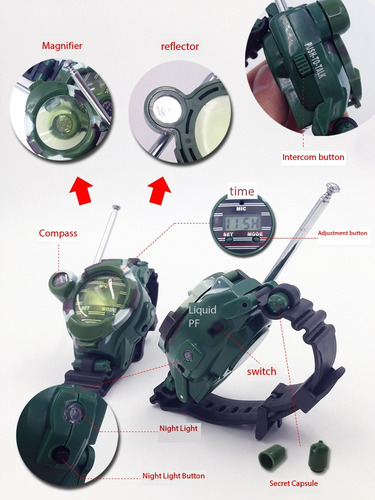 Reloj De Camuflaje Para Niños Walkie Talkie 7 En 1