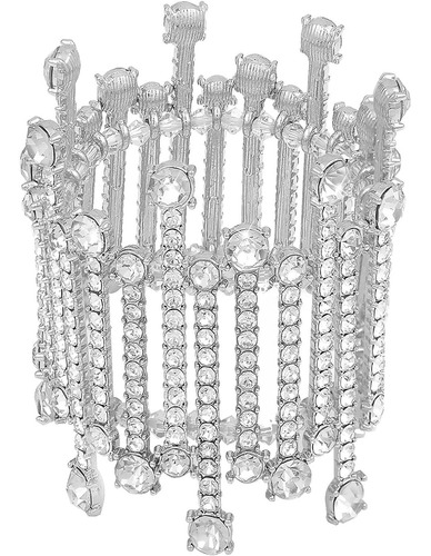 Pulsera Elástica De Diamantes De Imitación De Cristal Platea