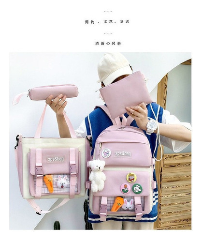 Mochila Kawaii Lindo Estudiante De Gran Capacidad