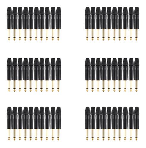 Plugue Mono Professional De 2 Pólos, Banhado A Ouro, 60 Unid