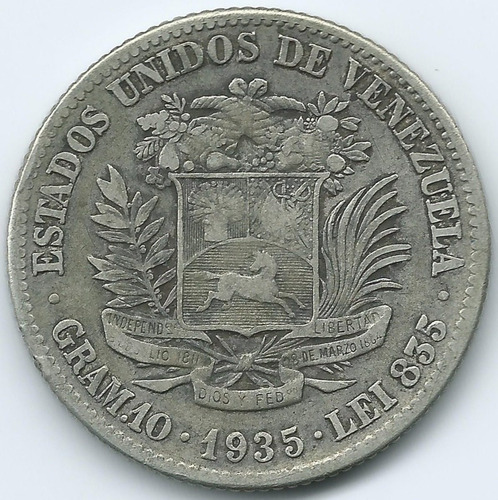 Moneda De Plata 2 Bolívares De 1935