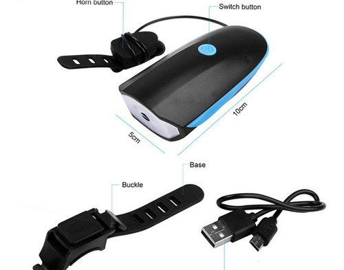 Imagen 4 de 8 de Pack Timbre Bicicleta Y Luz Recargable Delantera Y Posterior