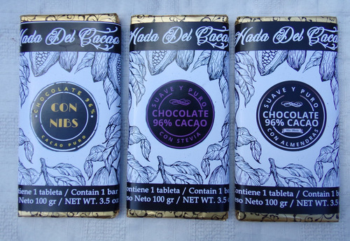 Imagen 10 de 10 de Chocolate 100 Gr 96% Cacao Nibs Con Stevia - Sin Azucar Keto
