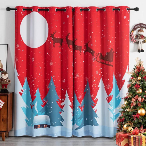 Mikiup Cortinas Opacas De Navidad Para Dormitorio, Diseno De