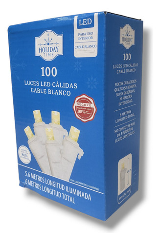 Serie Navideña 100 Luces Led Calidas Holiday Time Color de las luces Blanco