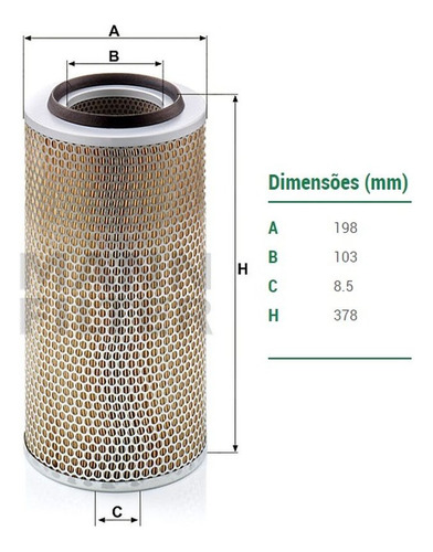 Elemento Filtro Ar 1113 1513 352 C20325/2 Mann Filter